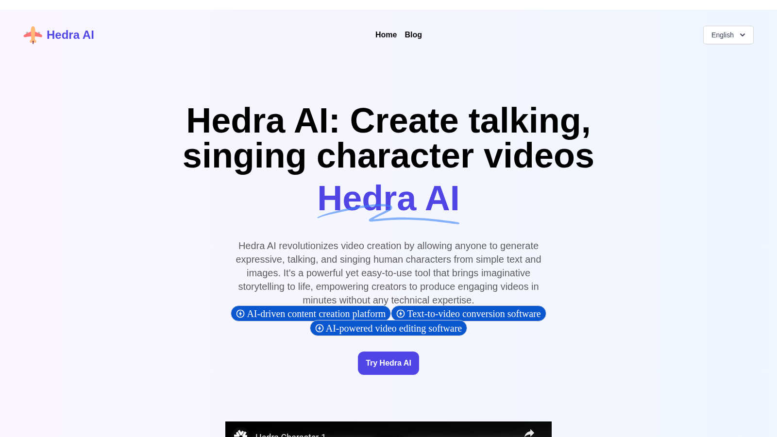 Hedra AI application interface and features