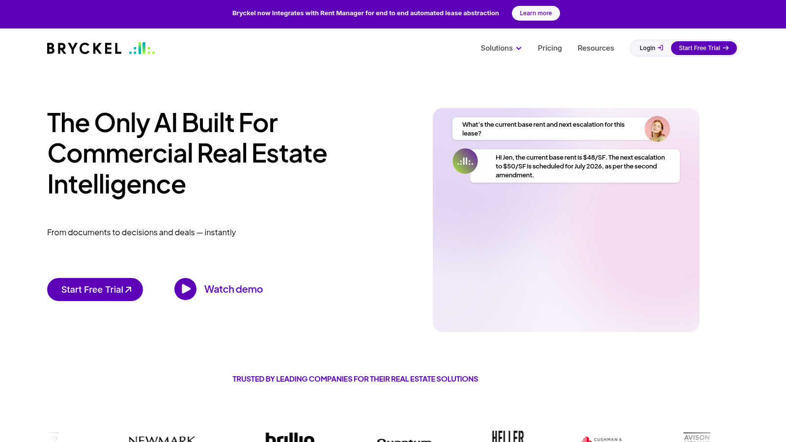 Bryckel application interface and features