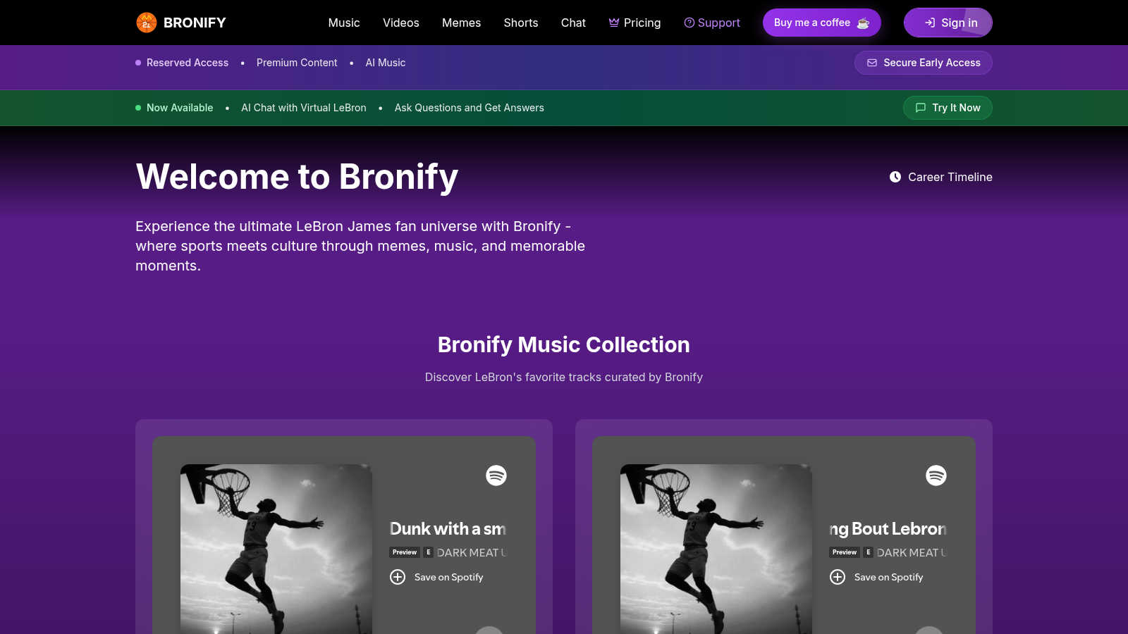 bronify application interface and features
