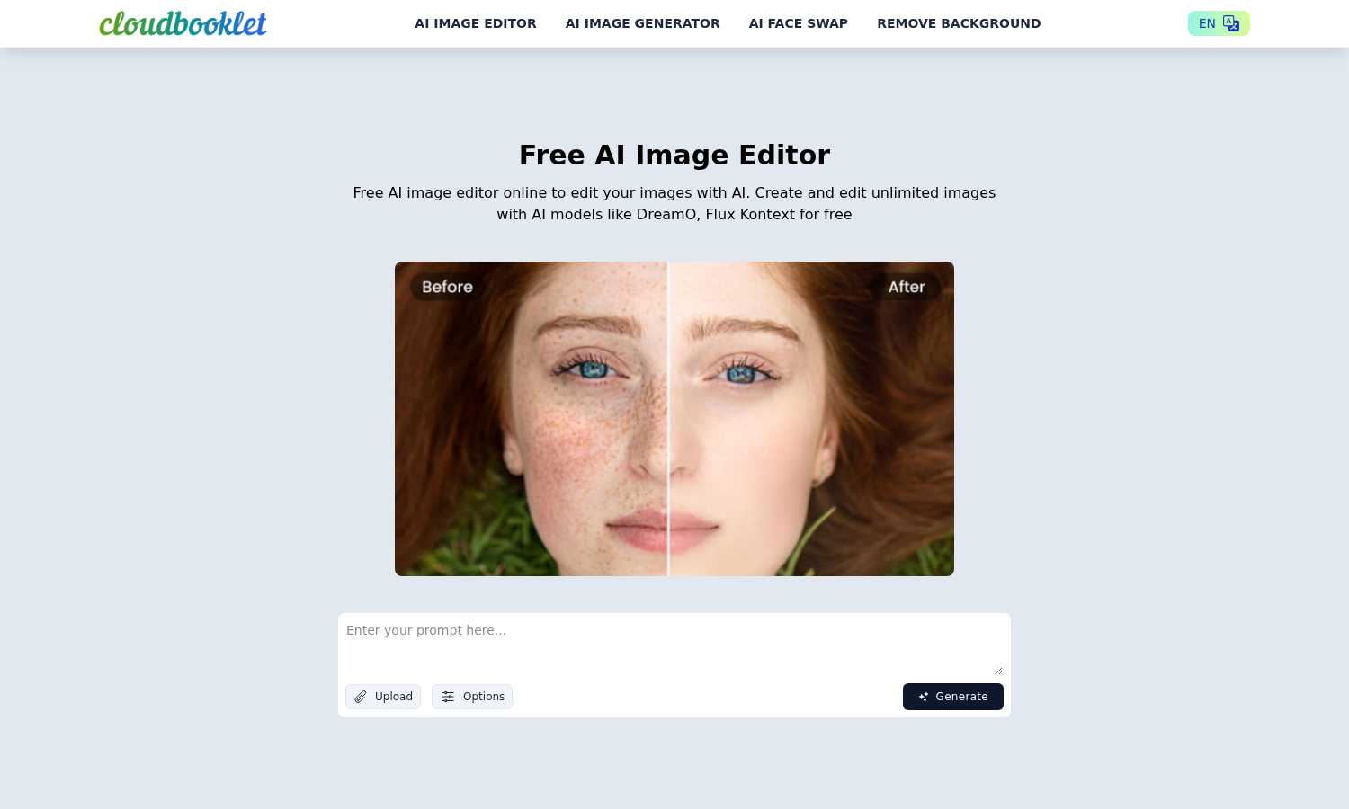 Cloudbooklet AI application interface and features