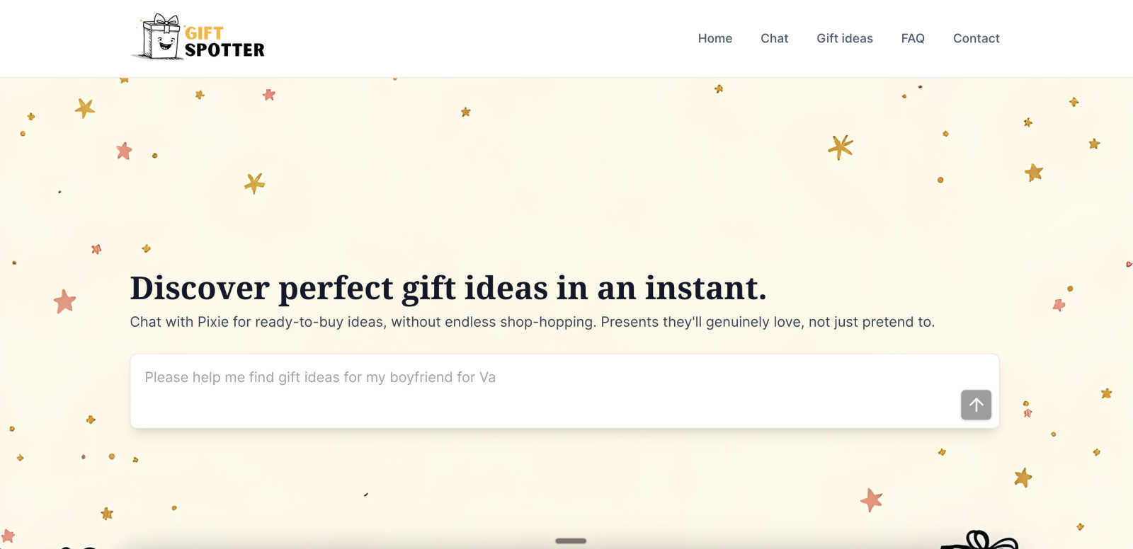Gift Spotter application interface and features