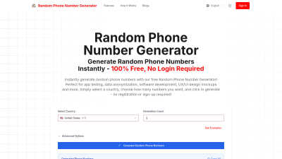 Random Phone Number Generator - AI tool for Design Tools