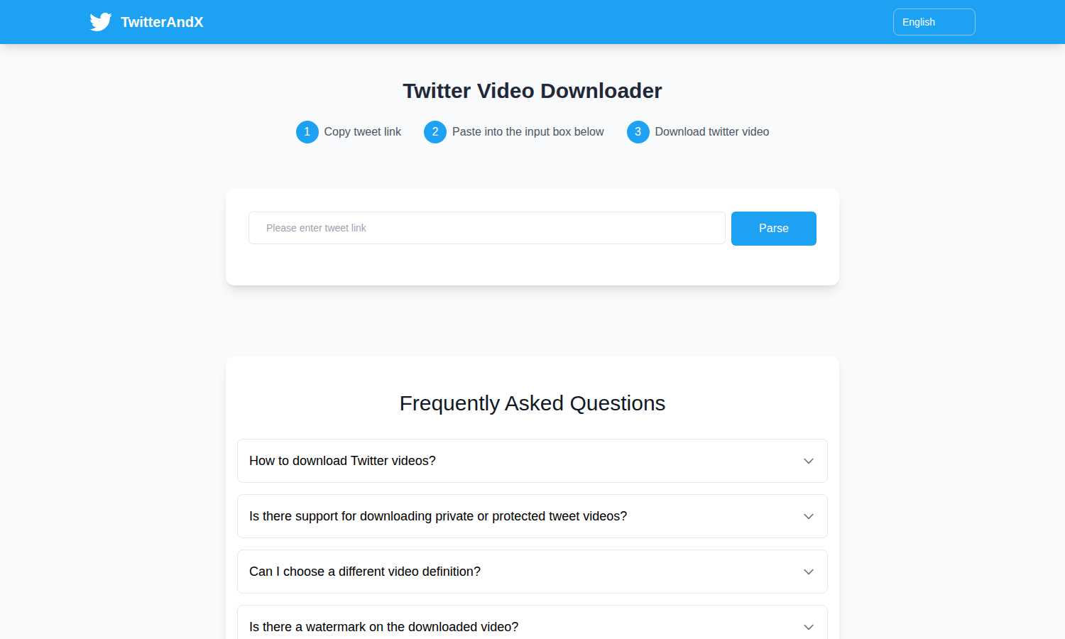 Twitter Video Downloader application interface and features