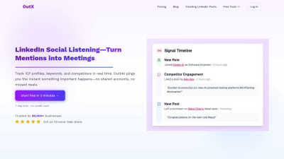 Social listening linkedin | OutX.ai - AI tool for AI Assistants