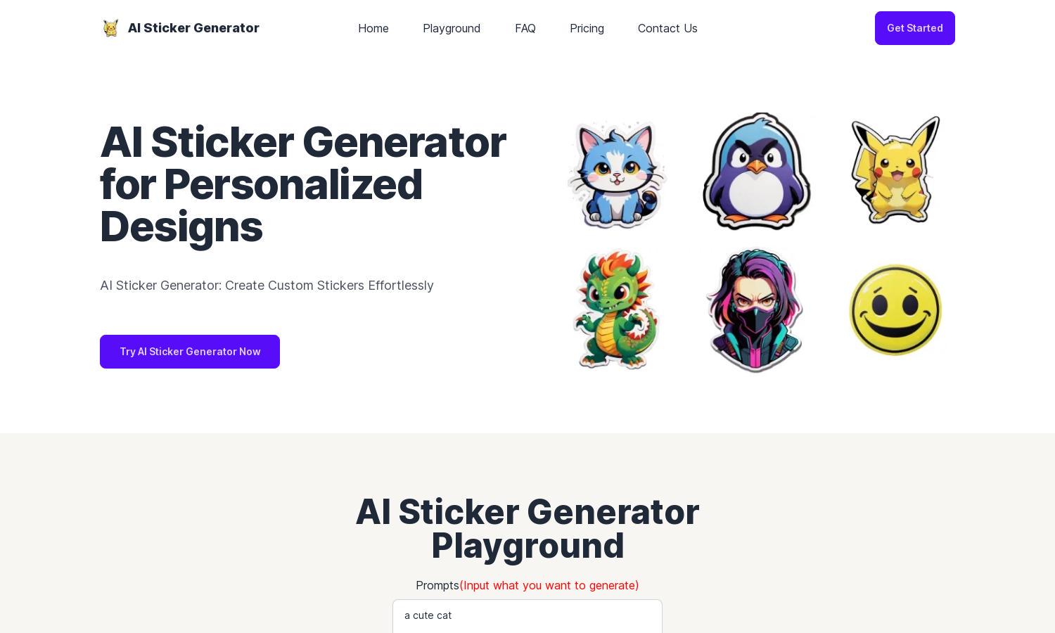 AI Sticker Generator Website