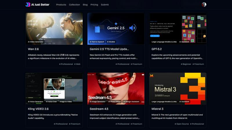 AI Just Better application interface and features