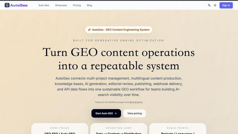 AutoGeo application interface and features
