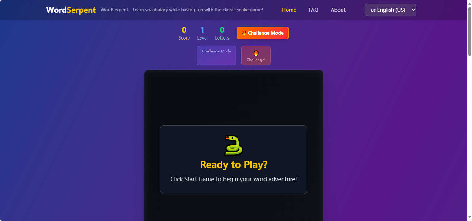 wordserpent application interface and features
