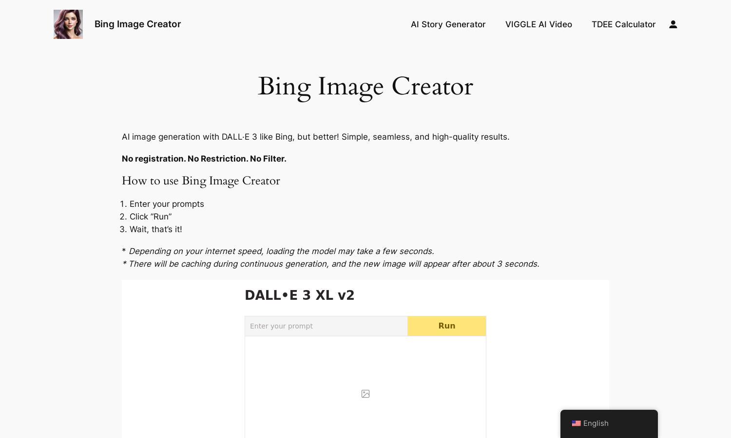 Bing Image Creator Website