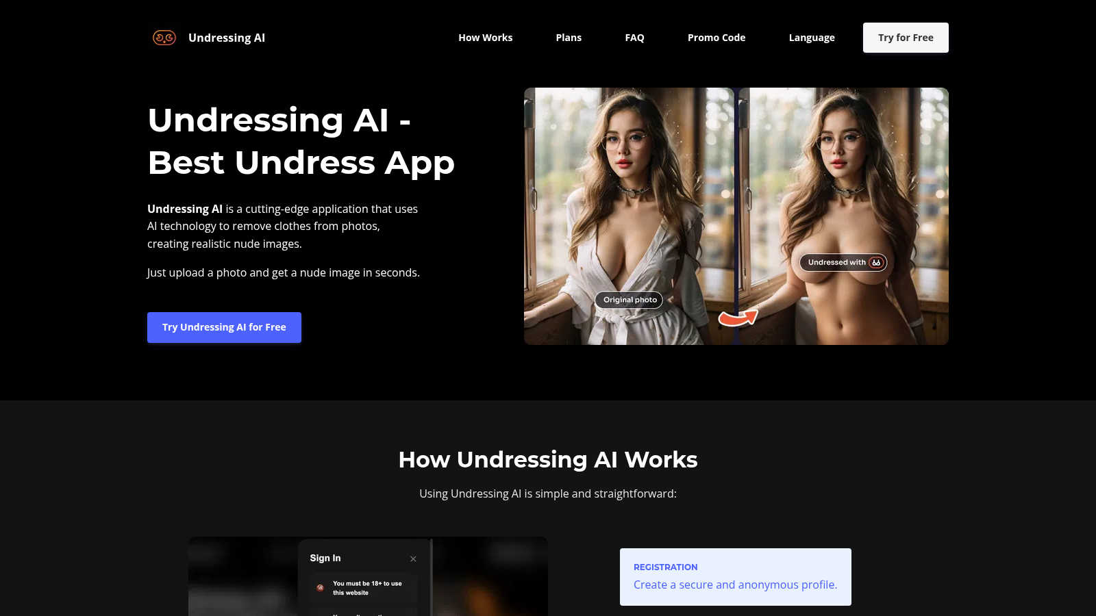 Undressing AI application interface and features
