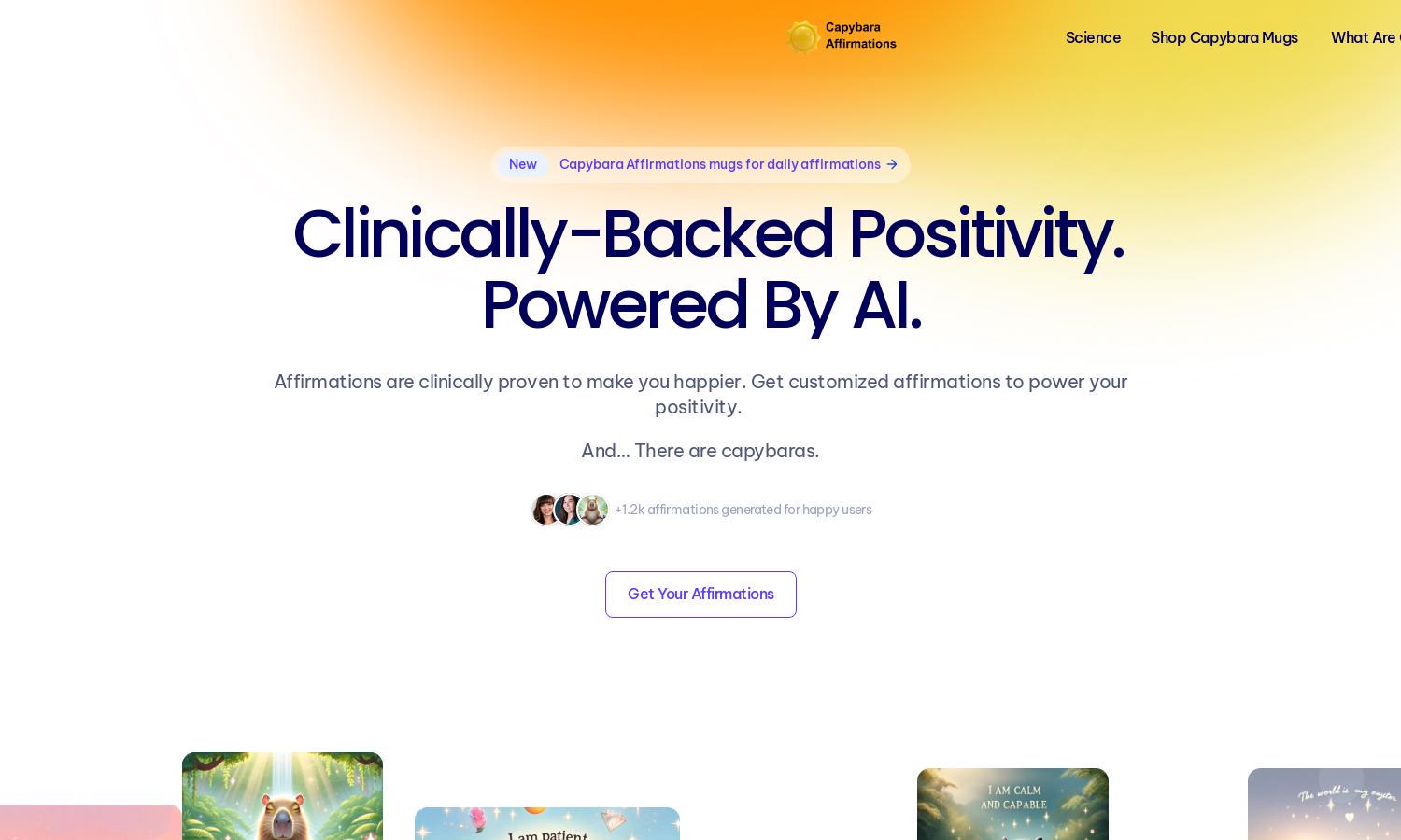 Capybara Affirmations AI Website