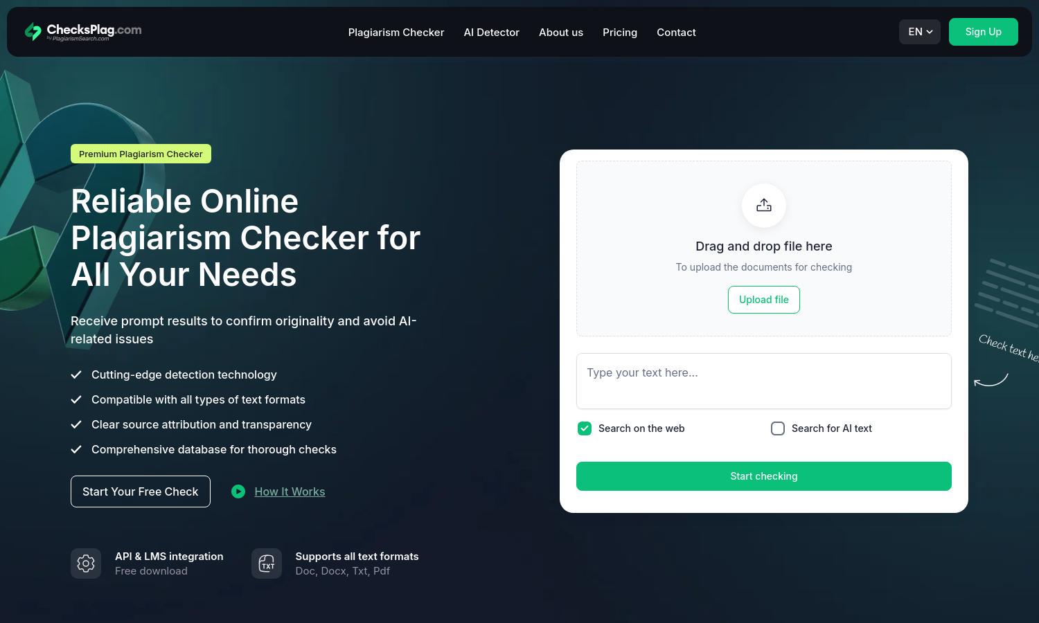 ChecksPlag.com Website