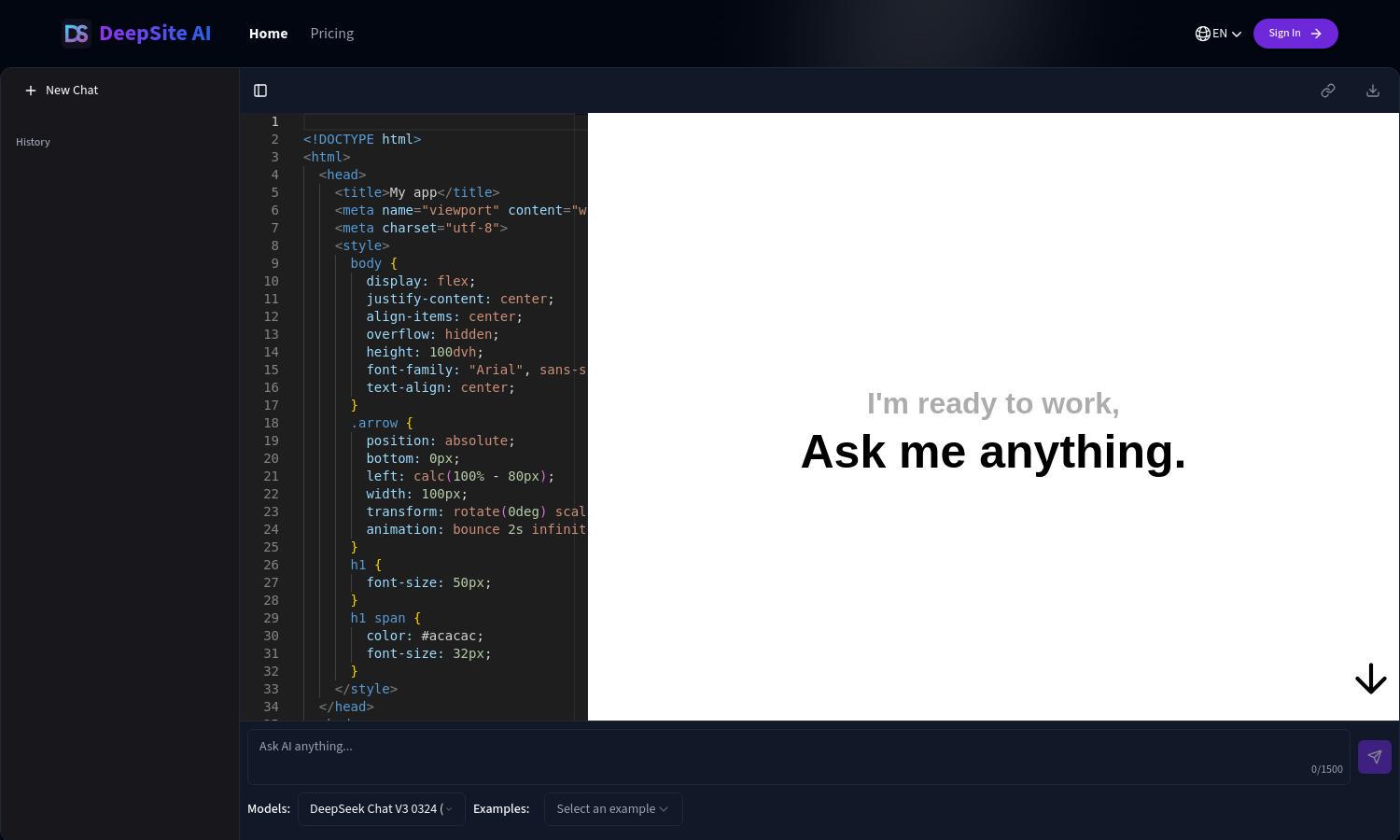 DeepSite AI Website