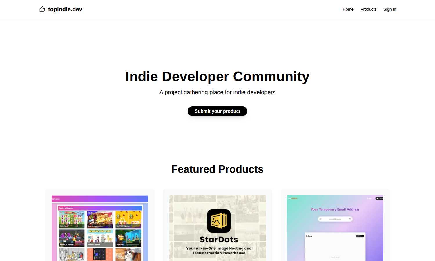 TopIndie application interface and features