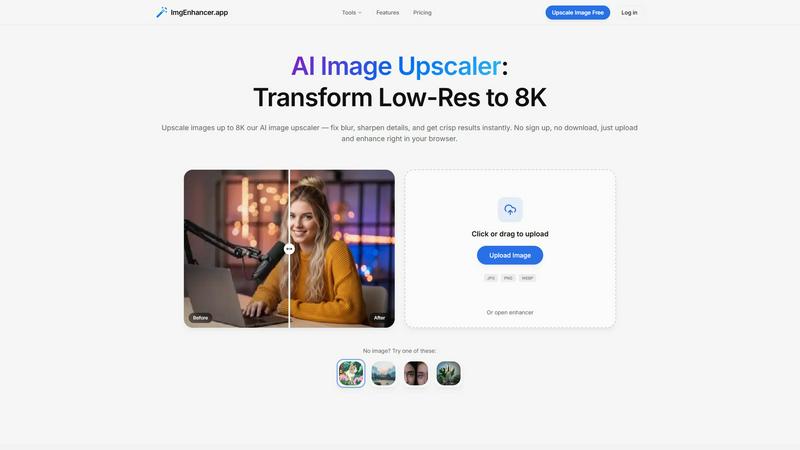 ImgEnhancer application interface and features