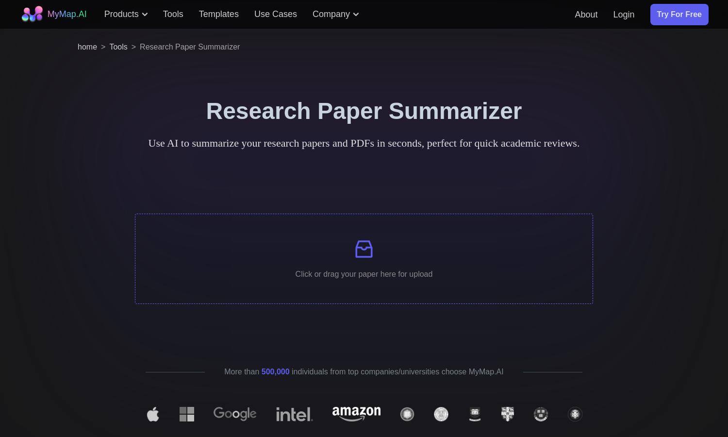 MyMap.AI Research Paper Summarizer Website