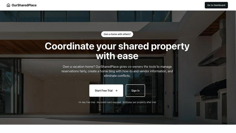 OurSharedPlace application interface and features