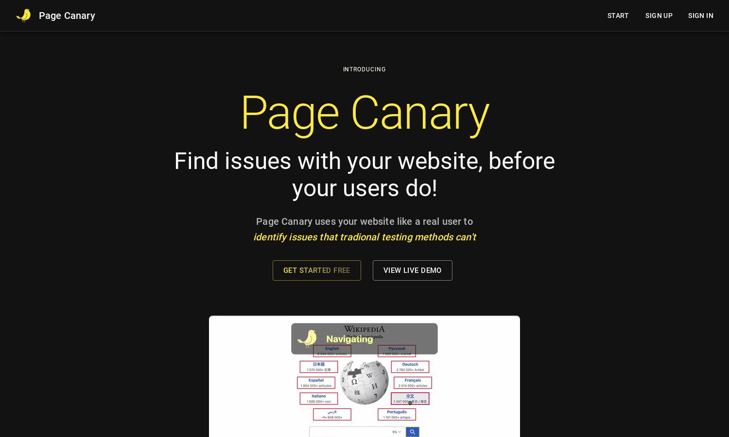 Page Canary Website