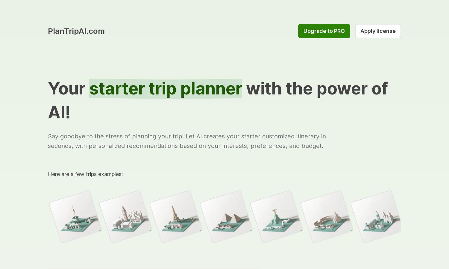 PlanTripAI.com Website