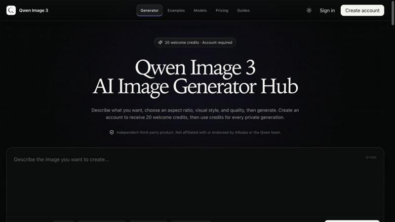 Qwen Image 3.0 Generator application interface and features