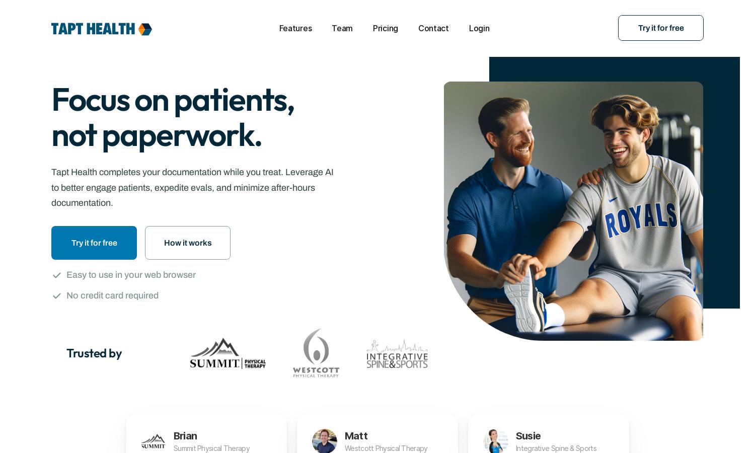 Tapt Health Website