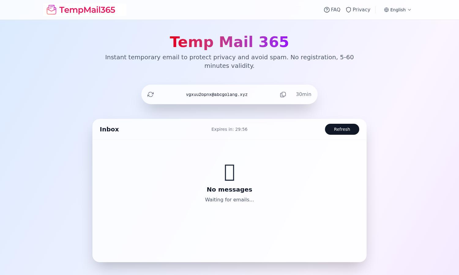 Temp Mail 365 Website