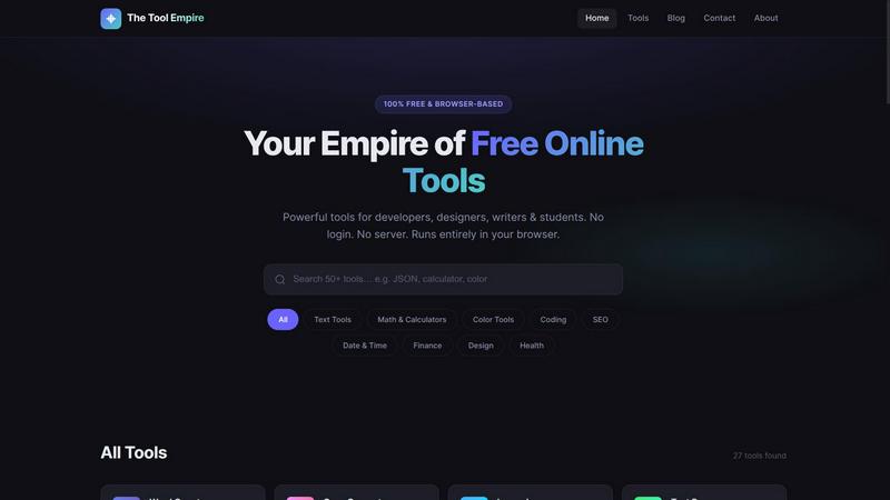 The Tool Empire application interface and features
