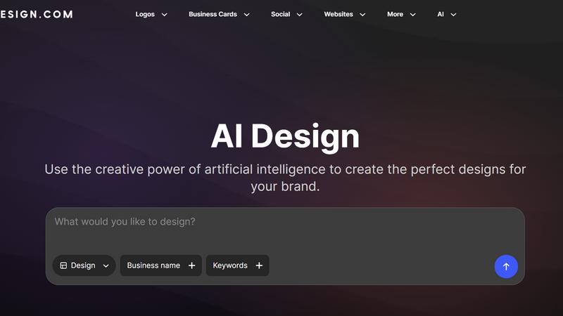 Design.com AI Image Generator application interface and features