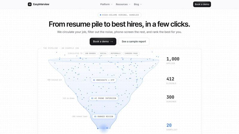 EasyInterview application interface and features