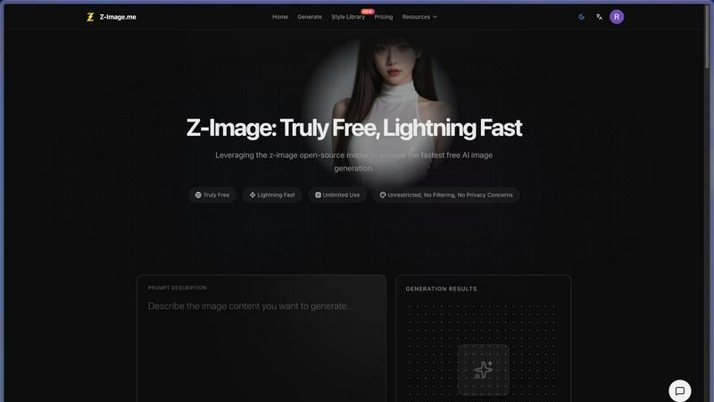 Z-image.me application interface and features