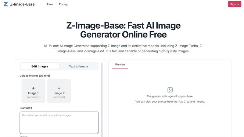 Z-Image-Base application interface and features